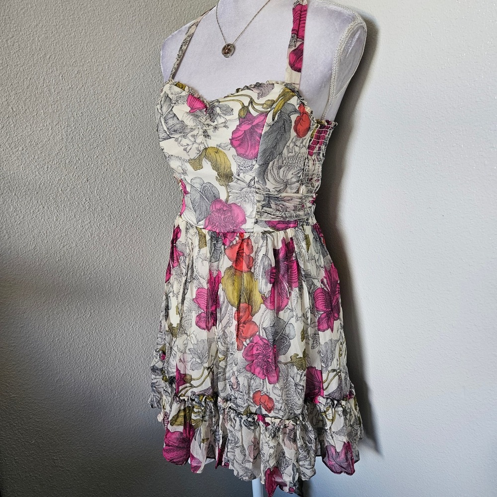 Betsey Johnson Collection Silk Floral Halter Mini Dress